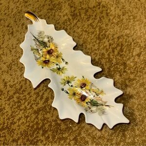 Old Nuremberg Bavaria Germany Porcelain Leaf Candy Dish Floral Plate